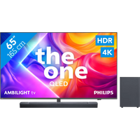 Koop Philips Ambilight 65" PUS9000 QLED 4K (2025) + JBL Bar 2.1 Deep Bass M2 Zwart - 6151123620652