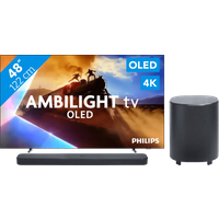 Koop Philips Ambilight 48'' OLED760 4K (2025) + JBL Bar 500 MK2 Zwart - 6151123542534